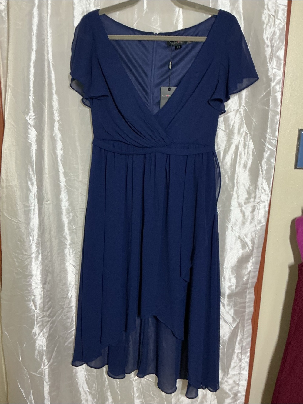 Ever Pretty Navy High-Low Wrap Dress